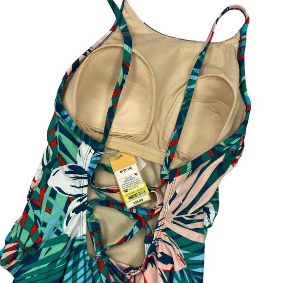 Kona Sol One Piece Swimsuit Size Medium Womens Floral Lace Up Back 238019387 - Picture 6 of 9